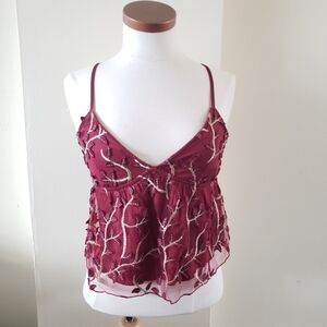 Thirty Thirty BNWT Embroidered Crop Top - Burgundy/Gold - S